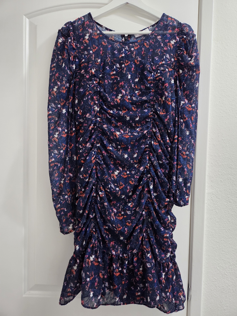 Parker Ruched Floral Print Long Sleeve M